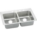 3-Hole 2-Bowl Topmount or Drop-In Equal Kitchen Sink with Full Spray Sides and Bottom in Lustrous Highlighted Satin
