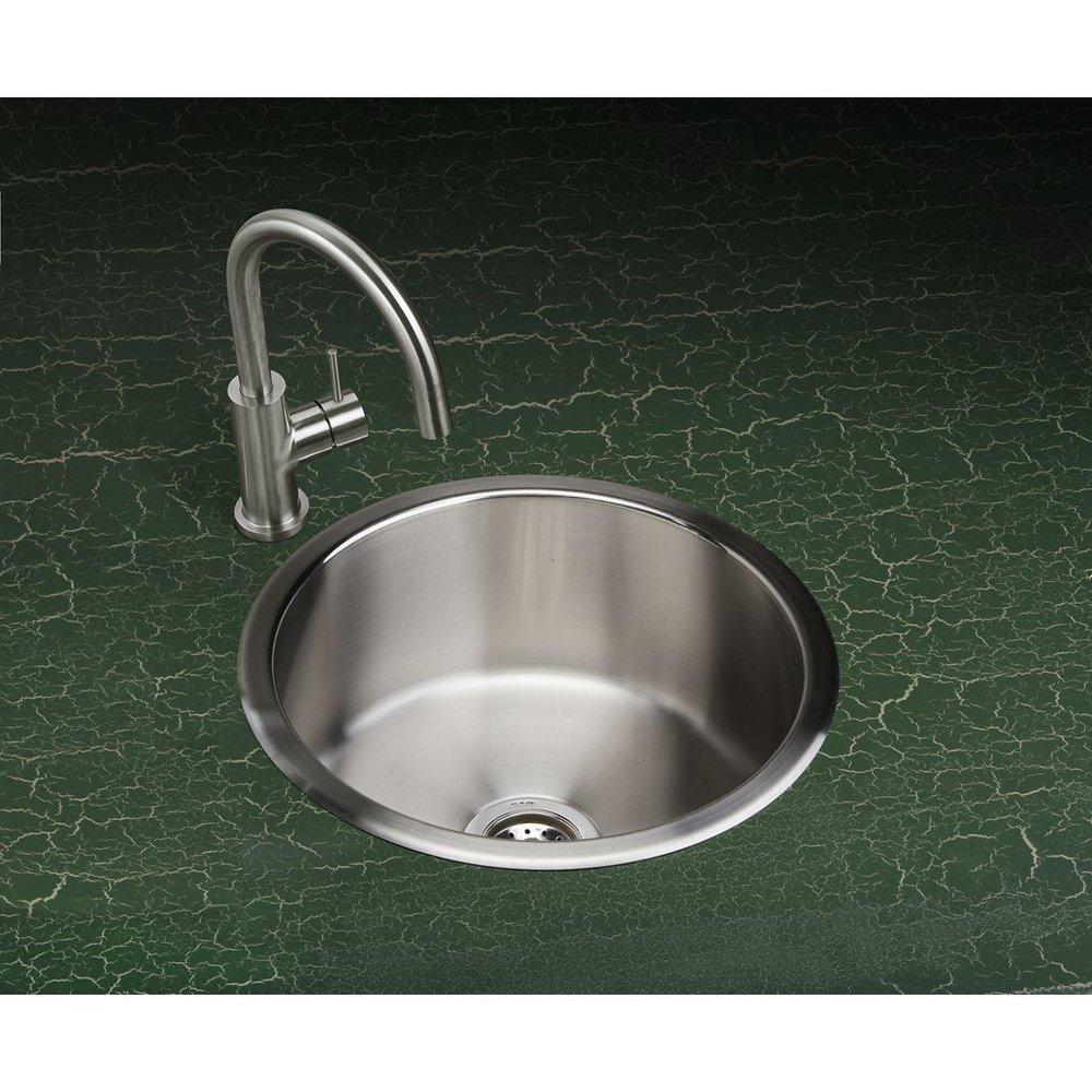 Elkay Lustrous Highlighted Satin 18-3/8 x 18-3/8 in. Circular Single Bowl Top Mount Sink 