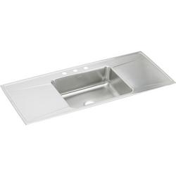 54 in x 22 in 2 Hole Stainless Steel Single Bowl Drop-in Kitchen Sink in Lustrous Satin