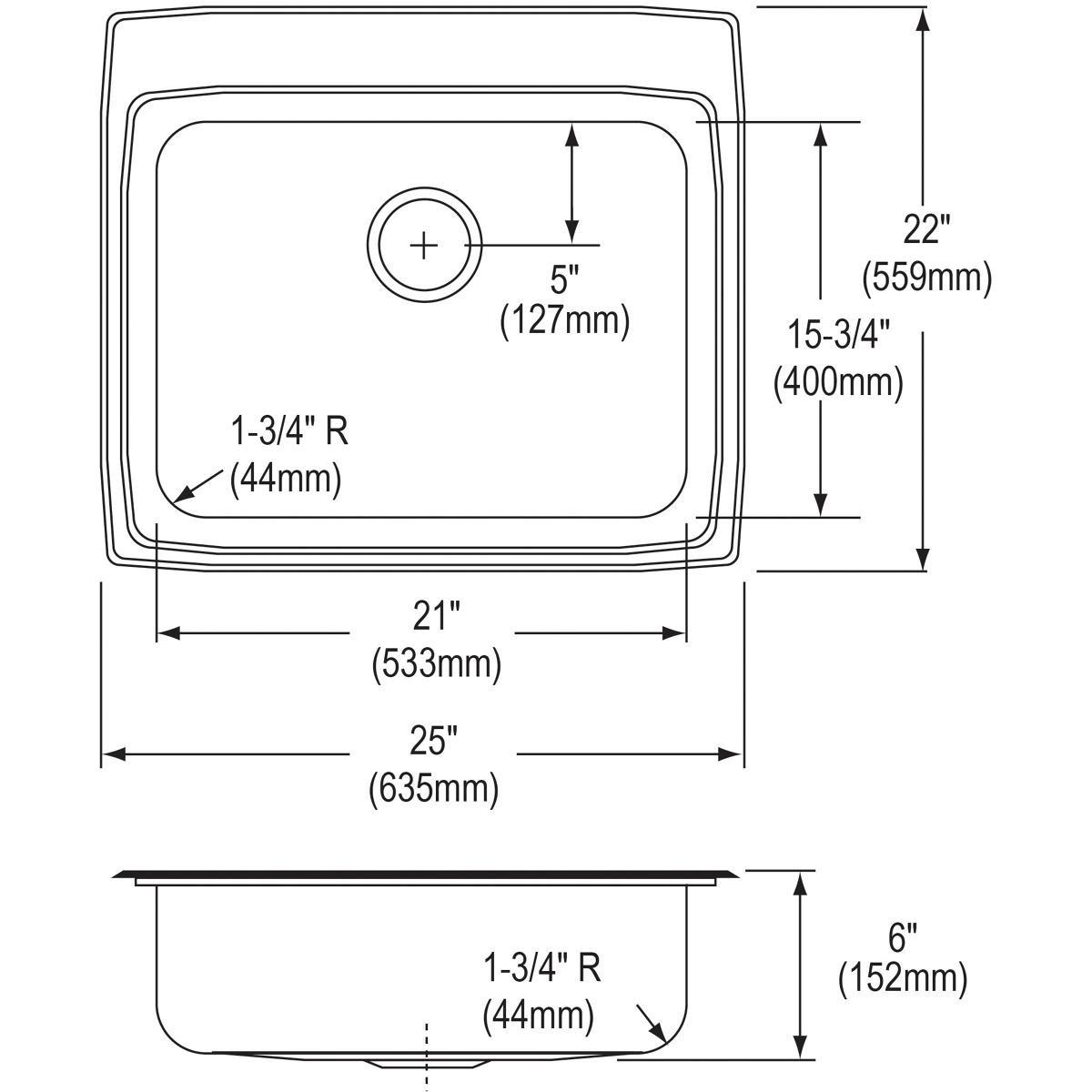 Elkay Lustrous Satin Undermount Basin 