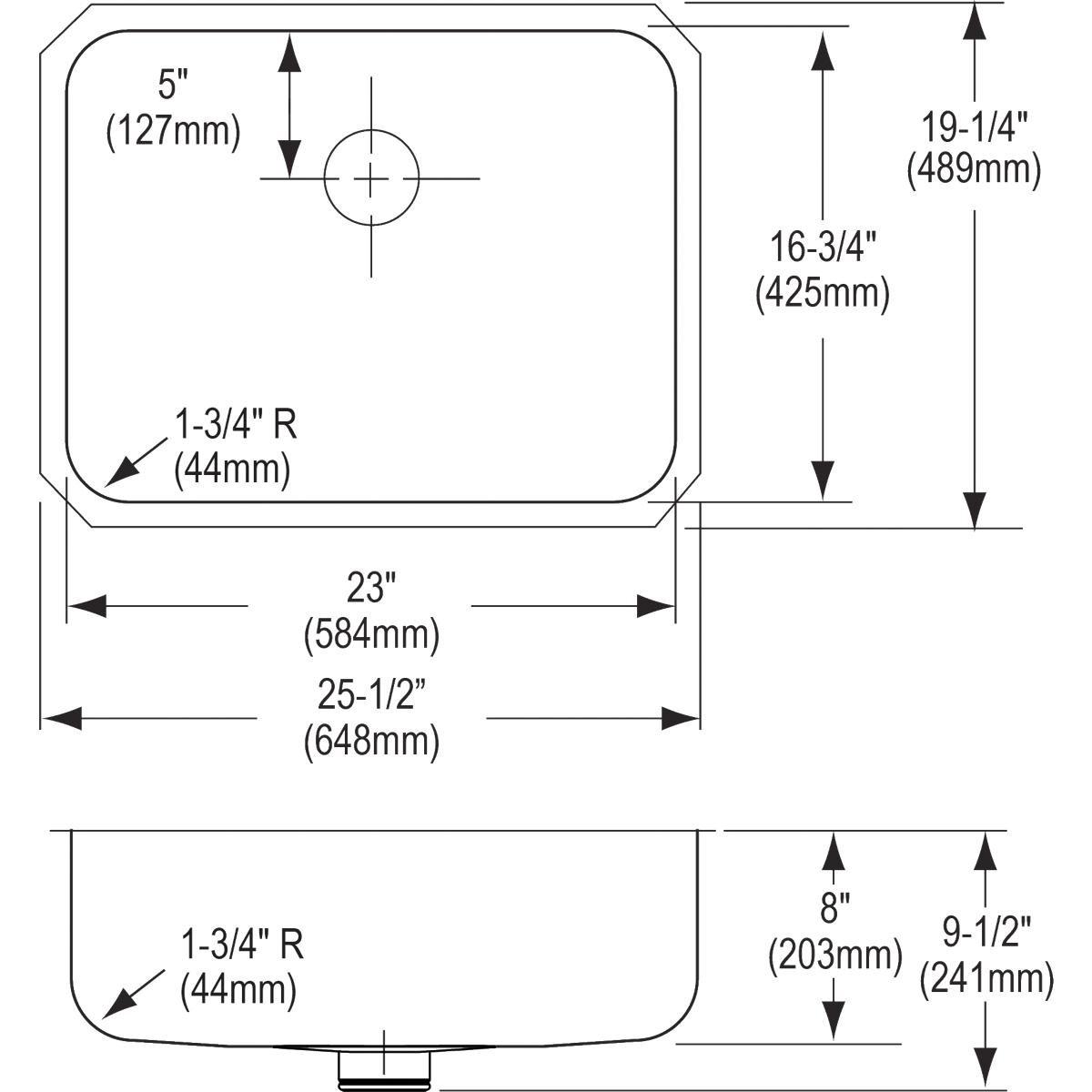Elkay Lustrous Satin 22 x 19-1/2 in. Stainless Steel Single Bowl Drop-in Kitchen Sink in Lustrous Satin 