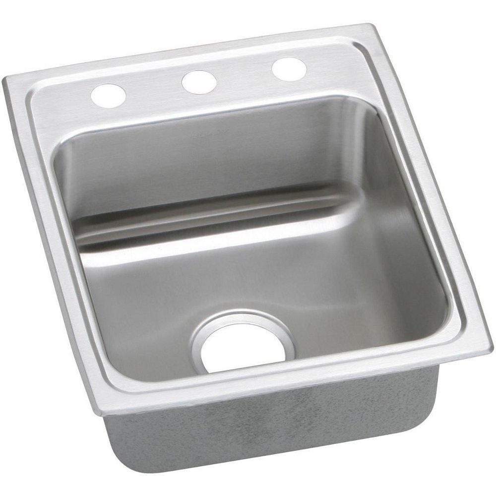 Elkay Lustrous Highlighted Satin Single Bowl Top Mount Sink with 8 in. Faucet Center Size 