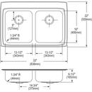 Elkay Lustrous Satin 33 x 22 in. 2 Hole Stainless Steel Double Bowl Drop-in Kitchen Sink 