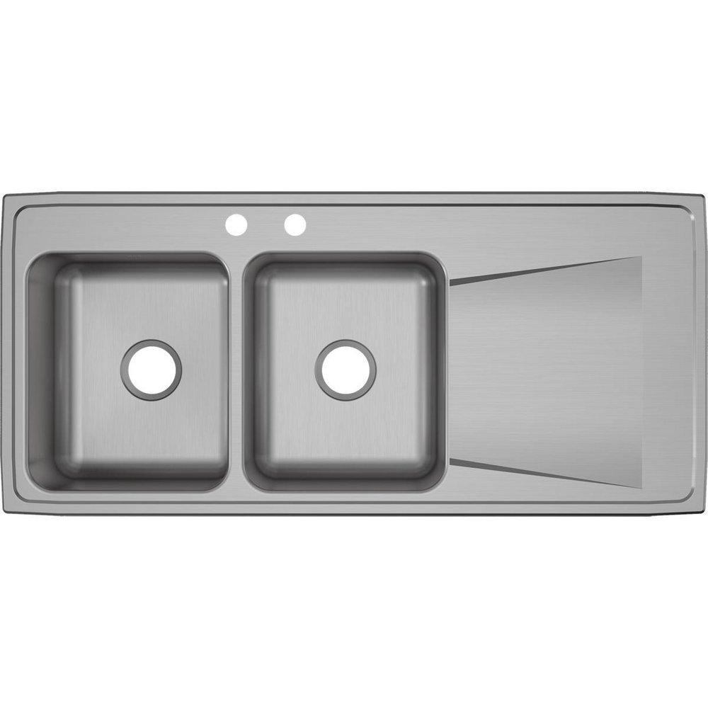 Elkay Lustrous Satin 48 x 22 in. 2-Hole Stainless Steel Double Bowl Drop-in Kitchen Sink 