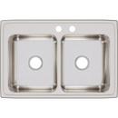 Elkay Lustrous Highlighted Satin 2-Hole Double Bowl Top Mount Kitchen Sink 