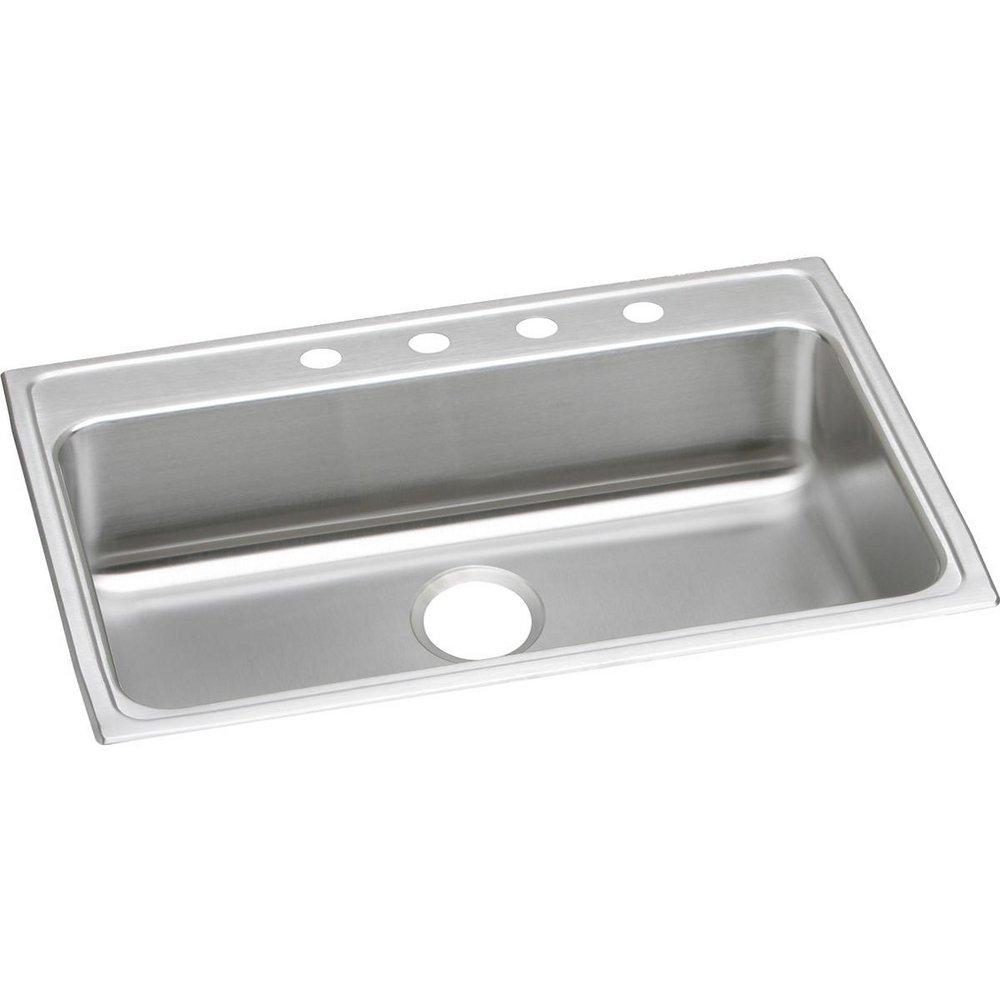 Elkay Lustrous Highlighted Satin 2 Hole Single Bowl Top Mount Kitchen Sink with Full Spray Side and Bottom 