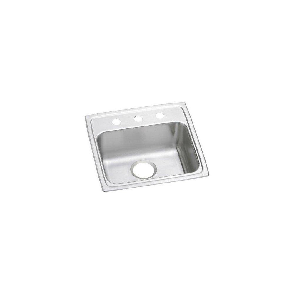 Elkay Lustrous Satin 19-1/2 x 19 in. 2-Hole 1-Bowl Self-Rimming or Drop-In 304 Stainless Steel Kitchen Sink with Rear Center Drain 