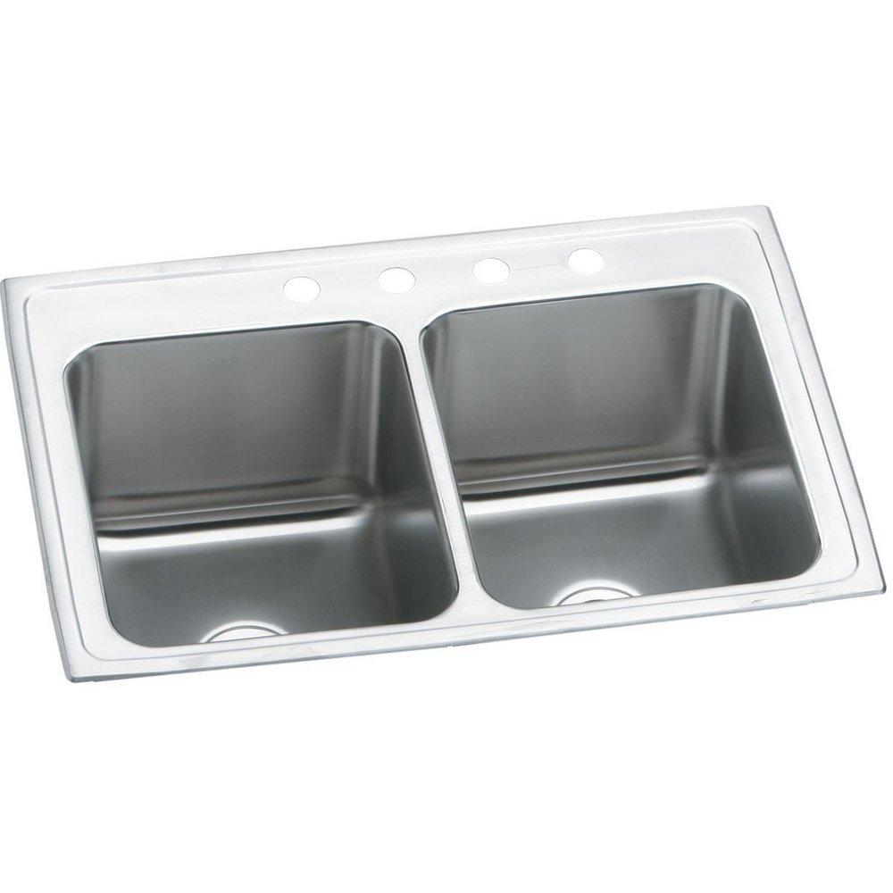 Elkay Lustrous Satin 25 x 19-1/2 in. Stainless Steel Double Bowl Drop-in Kitchen Sink in Lustrous Satin 
