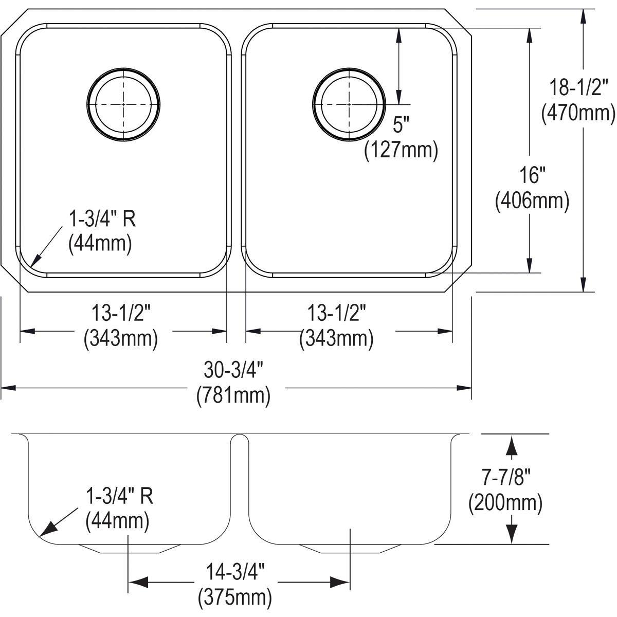 Elkay Lustrous Satin 25 x 19-1/2 in. Stainless Steel Double Bowl Drop-in Kitchen Sink in Lustrous Satin 