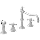 4-Hole Kitchen Faucet with Double Cross Handle and Sidespray in Stainless Steel - PVD