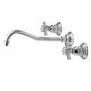 Wall Mount Bathroom Sink Faucet with Double Cross Handle in Polished Chrome