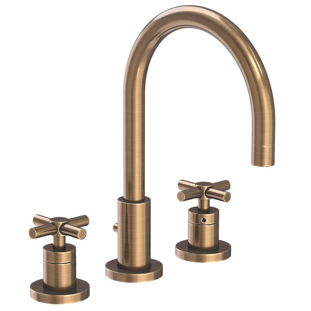 Newport Brass Antique Brass Two Handle Widespread Bathroom Sink Faucet Cross Handle 