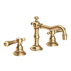 Two Handle Widespread Bathroom Sink Faucet in Uncoated Polished Brass - Living
