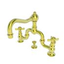 Two Handle Widespread Bridge Bathroom Sink Faucet in Satin Gold - PVD Cross Handle