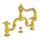 Two Handle Widespread Bathroom Sink Faucet in Uncoated Polished Brass - Living