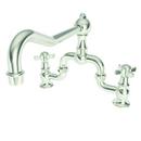2-Hole Bridge Kitchen Faucet with Double Cross Handle in Polished Nickel - Natural