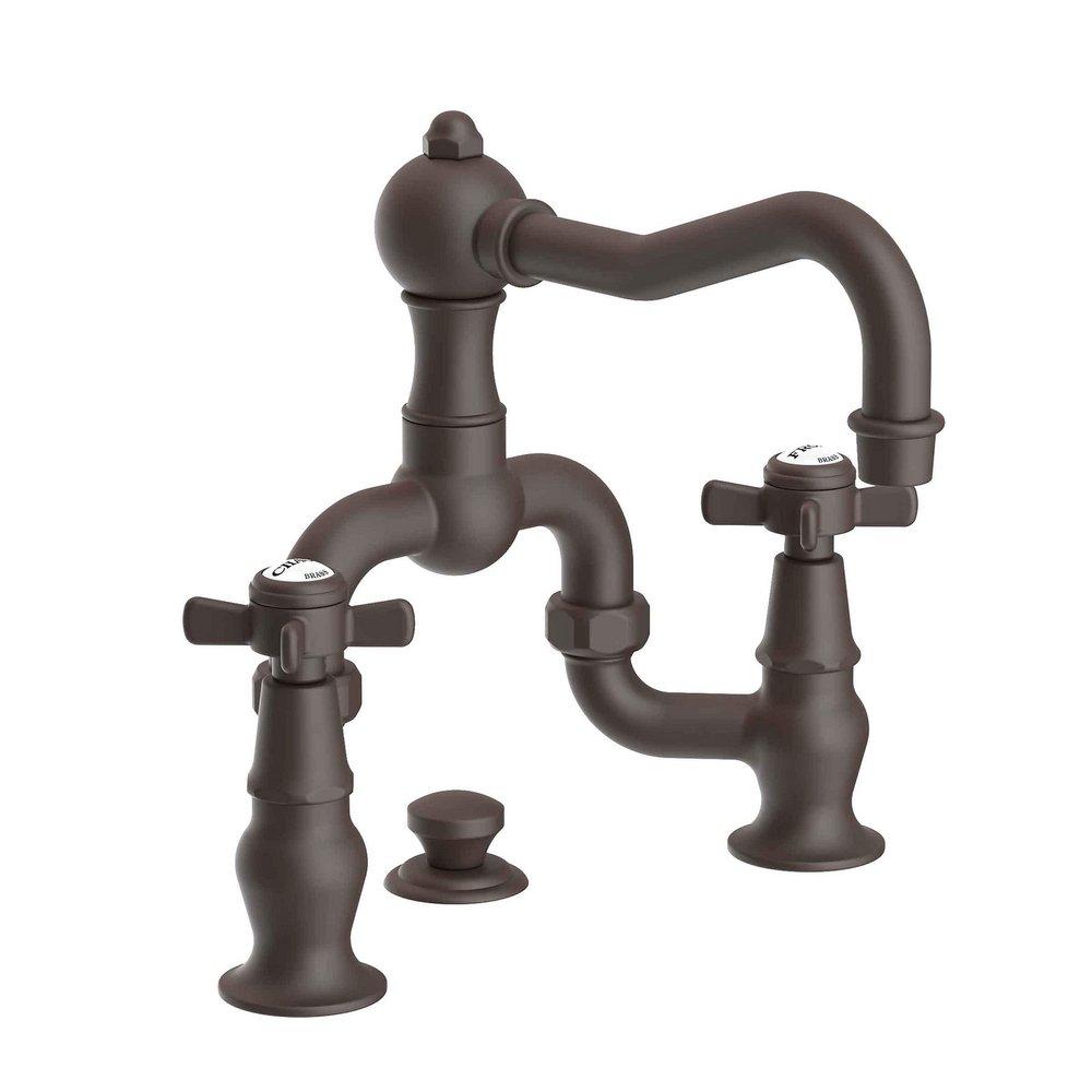 Newport Brass Oil Rubbed Bronze Bridge Bathroom Sink Faucet with Double Cross Handle 