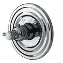 Round Thermostatic Trim Plate with Single Tee Handle in Polished Chrome