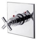 Square Thermostatic Trim Plate with Single Cross Handle in Polished Chrome