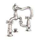 Newport Brass Polished Nickel - Natural Two Handle Widespread Bathroom Sink Faucet Cross Handle 