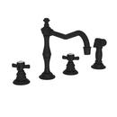 Two Handle Kitchen Faucet with Side Spray in Flat Black