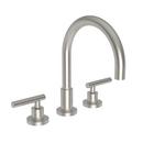 3-Hole Kitchen Faucet with Double Metal Lever Handle in Satin Nickel - PVD