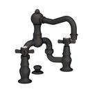Newport Brass Flat Black Bridge Bathroom Sink Faucet with Double Cross Handle 