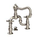 Newport Brass Antique Nickel Bridge Bathroom Sink Faucet with Double Cross Handle 