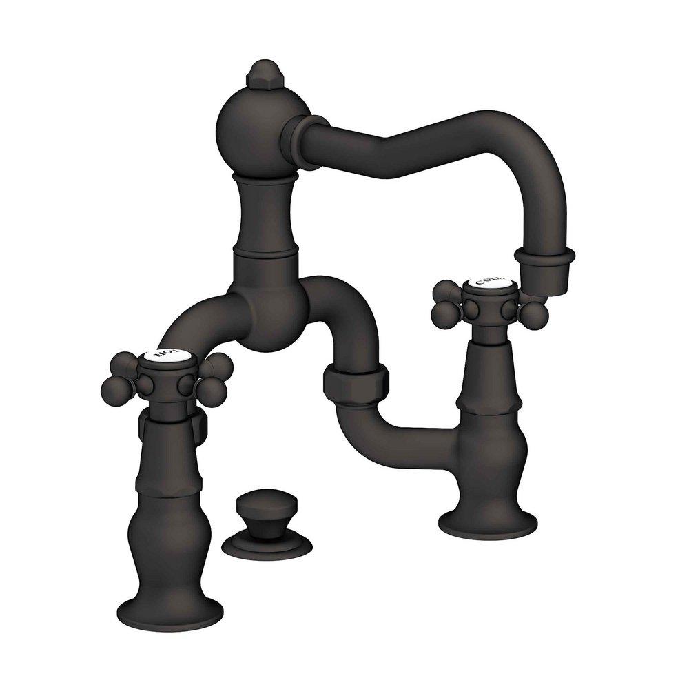 Newport Brass Flat Black Widespread Bathroom Sink Faucet with Double Cross Handle 