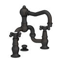 Newport Brass Flat Black Widespread Bathroom Sink Faucet with Double Cross Handle 
