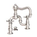 Newport Brass Satin Nickel - PVD Bridge Bathroom Sink Faucet with Double Cross Handle 