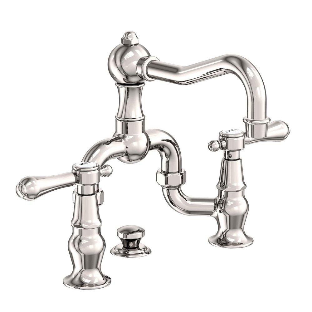 Newport Brass Polished Nickel - Natural Two Handle Bridge Bathroom Sink Faucet 