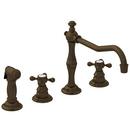 1.8 gpm 4-Hole Kitchen Sink Faucet with Side Spray and Double Cross Handle in English Bronze