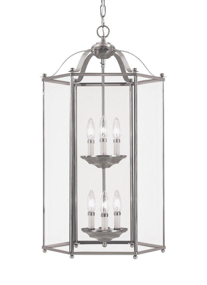Seagull Lighting Brushed Nickel 60 W 6-Light Candelabra Pendant 