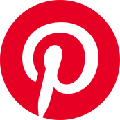 Pinterest logo of a red circle with a cursive “P” in white