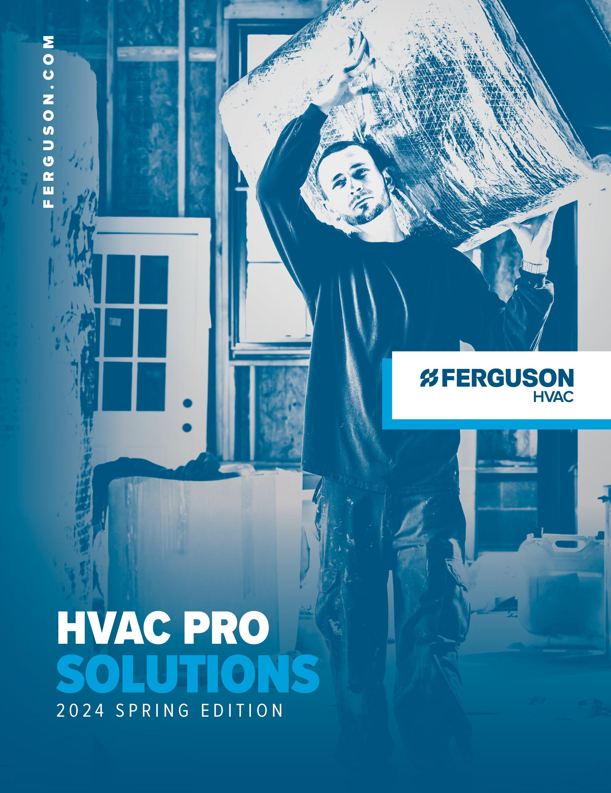 The Ferguson HVAC logo laid over an image of an HVAC technician.