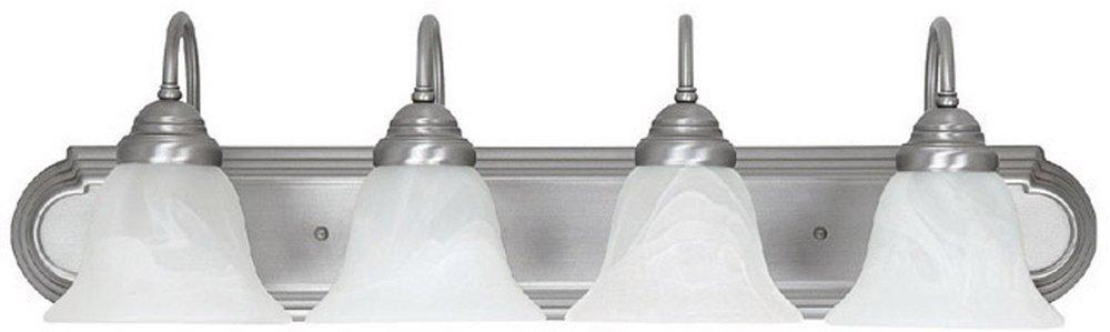 Capital Lighting Matte Nickel 8 in. 100W 4-Light Vanity Fixture with Faux White Alabaster Glass Shade 