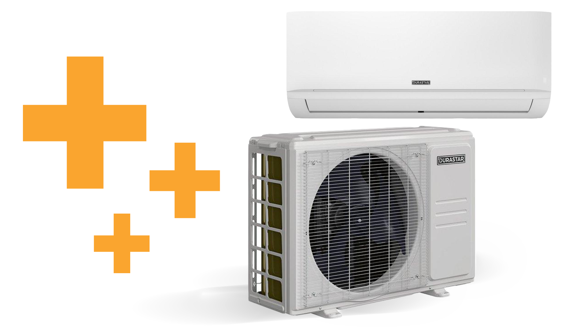 Silo image of 2 Durastar mini splits next to Ferguson PRO Plus symbol.