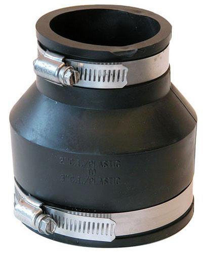 Fernco Clamp Reducing Plastic Coupling with Stainless Steel Band 