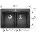 BLANCO Anthracite 33 x 22 in. 1 Hole Composite Double Bowl Dual Mount Kitchen Sink 