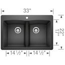 BLANCO Anthracite 33 x 22 in. 1 Hole Composite Double Bowl Dual Mount Kitchen Sink 