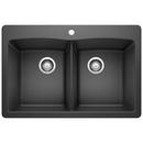 BLANCO Anthracite 33 x 22 in. 1 Hole Composite Double Bowl Dual Mount Kitchen Sink 
