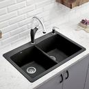 BLANCO Anthracite 33 x 22 in. 1 Hole Composite Double Bowl Dual Mount Kitchen Sink 