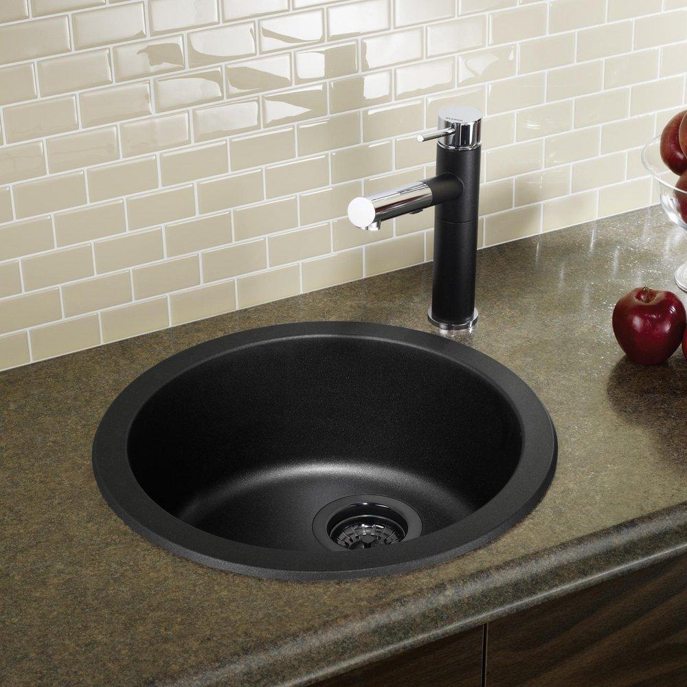BLANCO Anthracite 17-11/16 x 17-11/16 in. Drop-in and Undermount Granite Bar Sink 