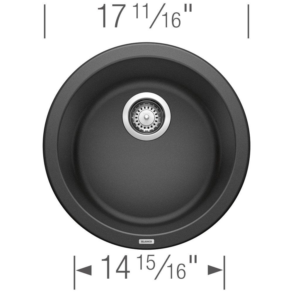 BLANCO Anthracite 17-11/16 x 17-11/16 in. Drop-in and Undermount Granite Bar Sink 