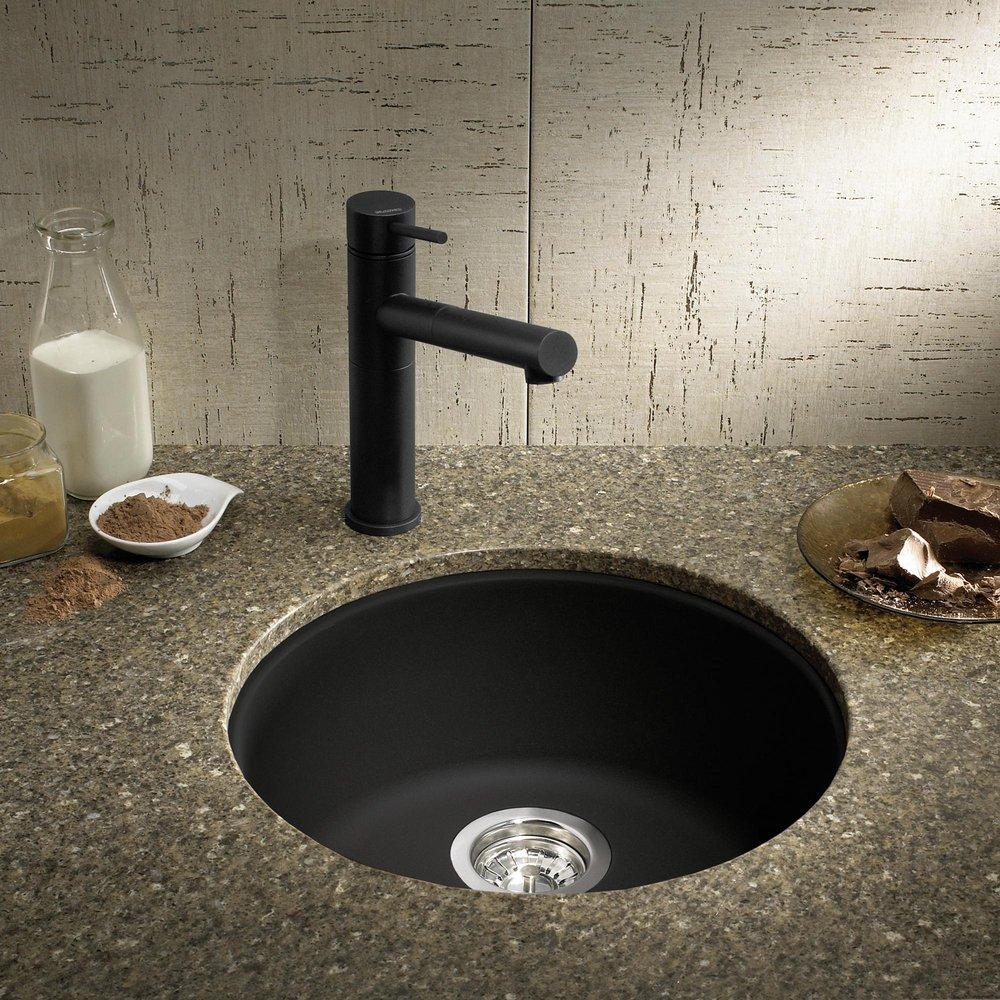 BLANCO Anthracite 17-11/16 x 17-11/16 in. Drop-in and Undermount Granite Bar Sink 