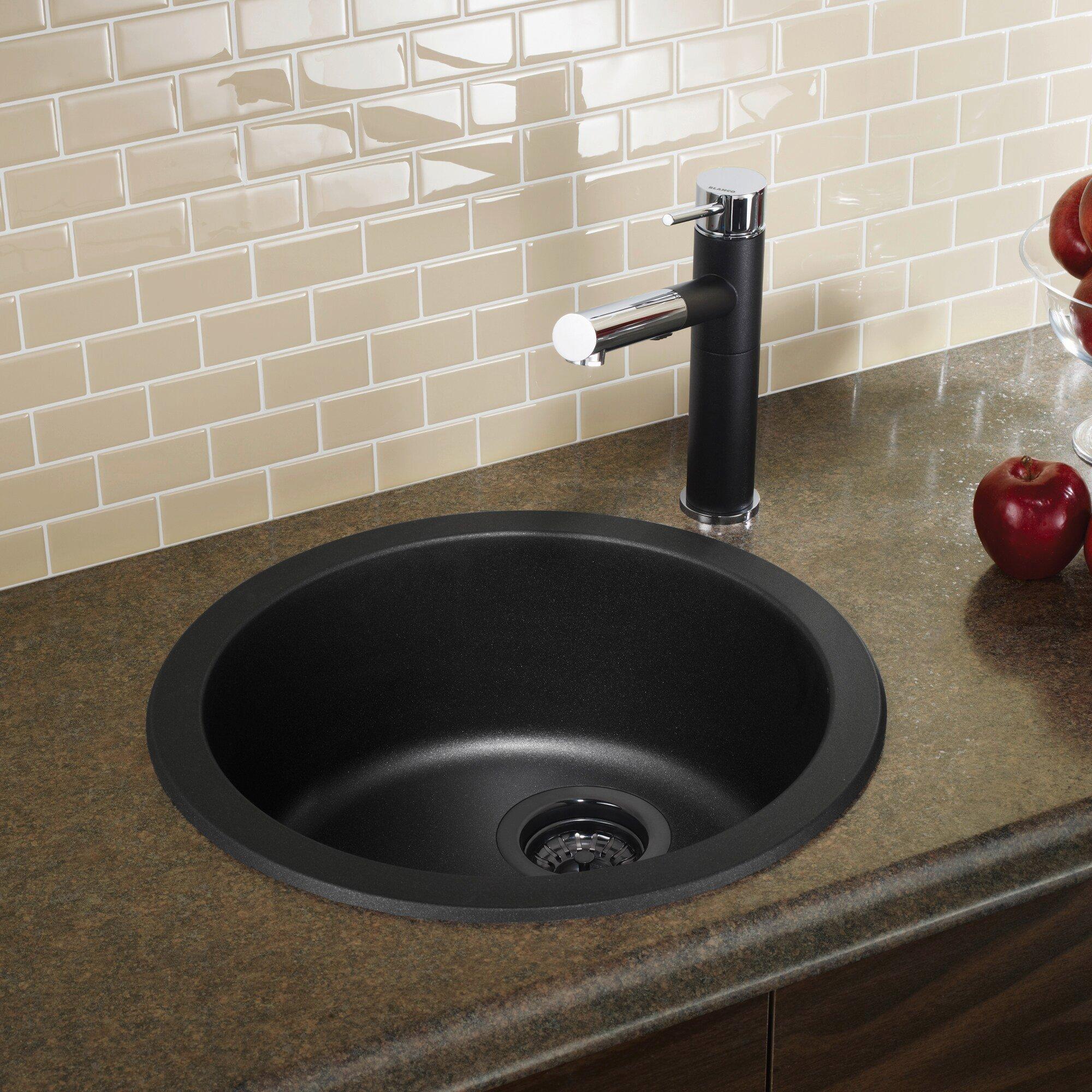 BLANCO Anthracite 17-11/16 x 17-11/16 in. Drop-in and Undermount Granite Bar Sink 