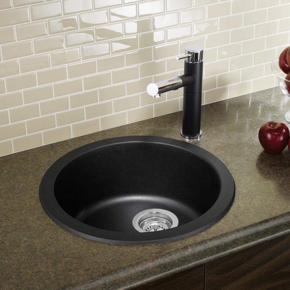 BLANCO Anthracite 17-11/16 x 17-11/16 in. Drop-in and Undermount Granite Bar Sink 