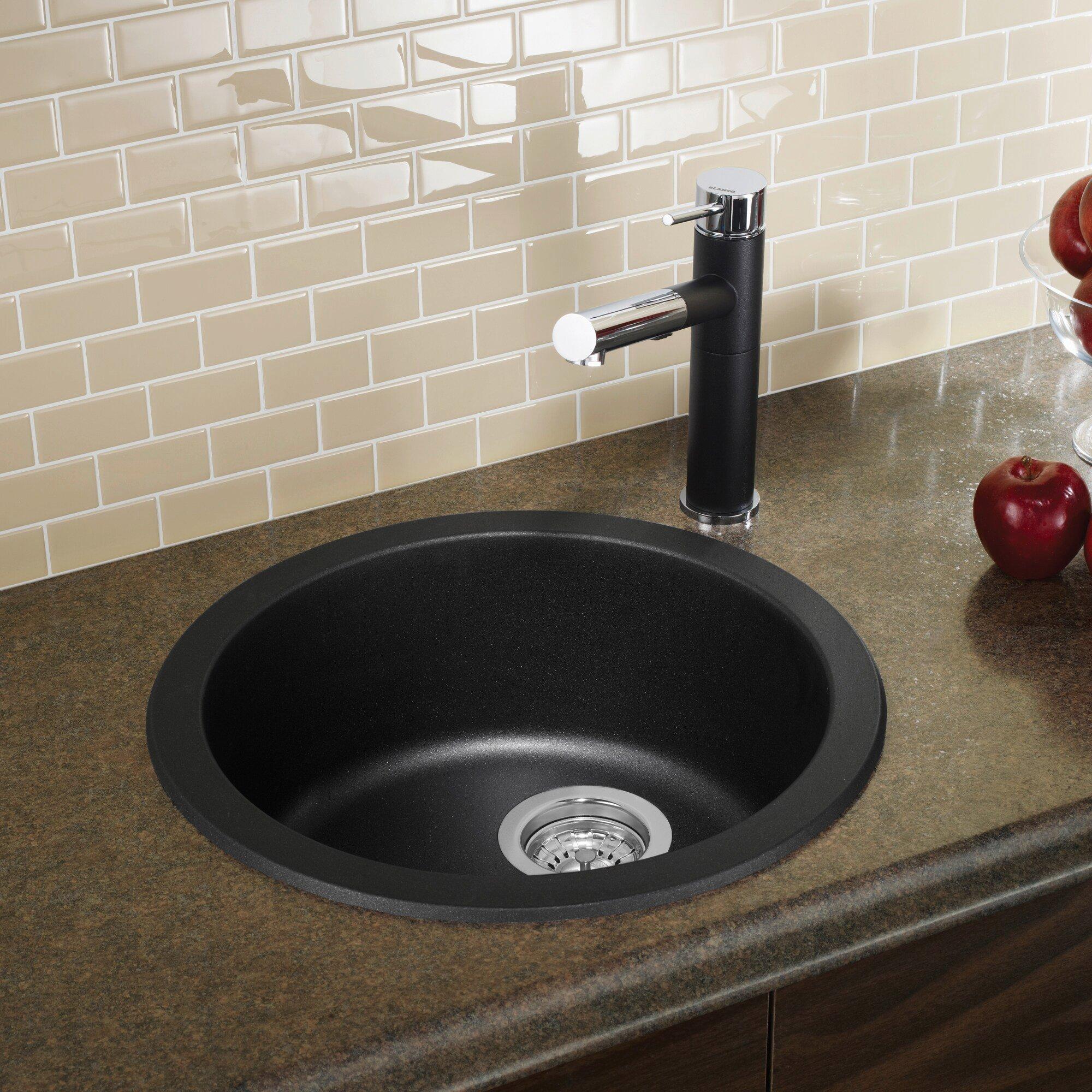 BLANCO Anthracite 17-11/16 x 17-11/16 in. Drop-in and Undermount Granite Bar Sink 