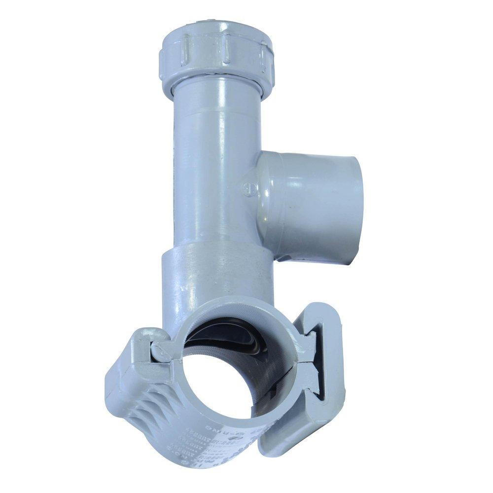 NDS Grey Hot/Wet Tap PVC Saddle for 1-1/2 in. and 2 in. PVC Pipes Service Lines 